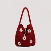 Retro Flower Plush Tote Bag
