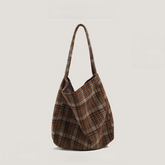 Plaid Woolen Tote Bag