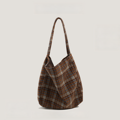 Plaid Woolen Tote Bag