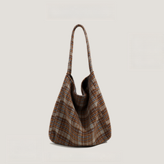 Plaid Woolen Tote Bag
