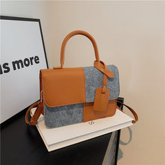 Niche style design patchworkcontrast color small square bag