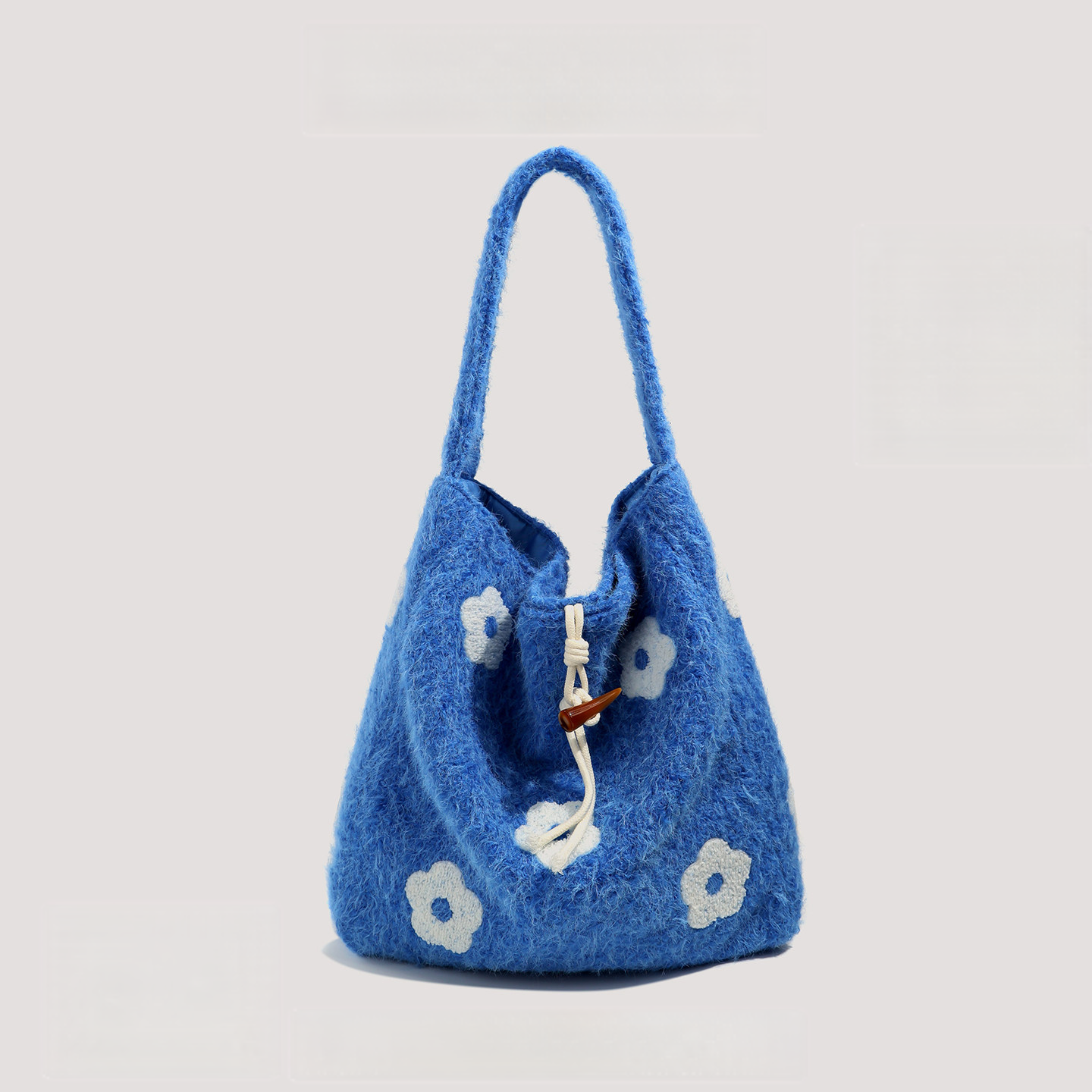 Retro Flower Plush Tote Bag