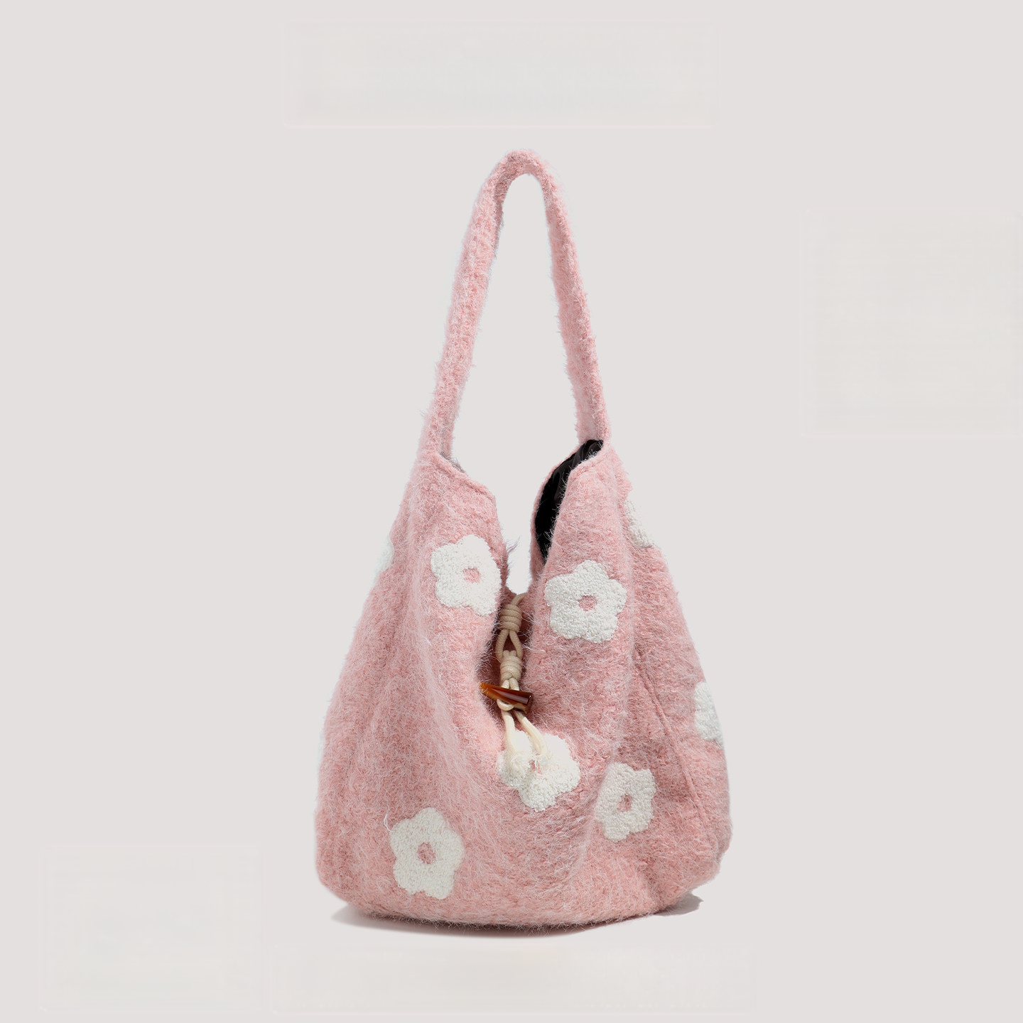 Retro Flower Plush Tote Bag