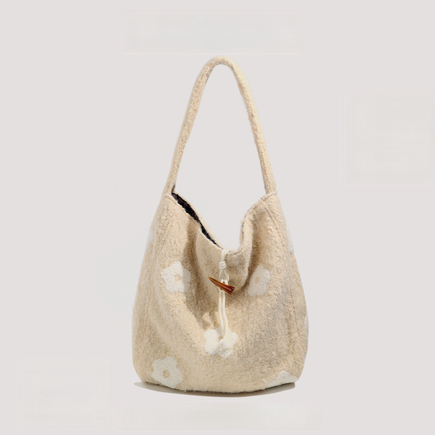 Retro Flower Plush Tote Bag