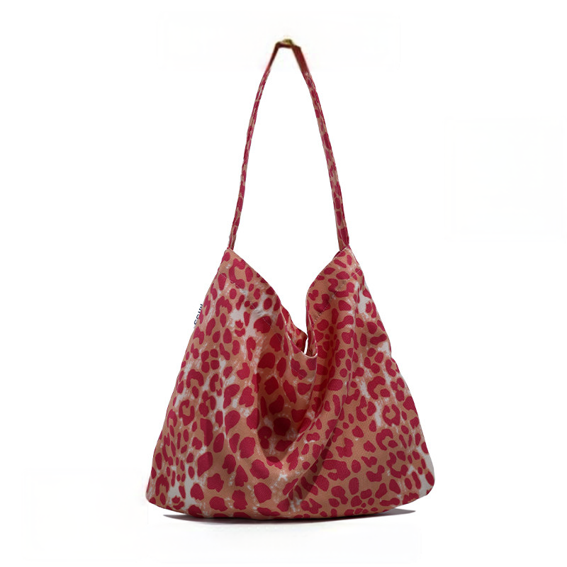 Raspberry Pink Leopard Print Canvas Bag