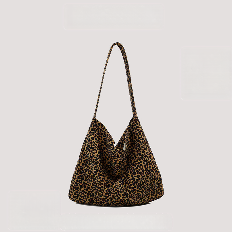 Leopard Print Lazy Style Leopard Print Canvas Bag
