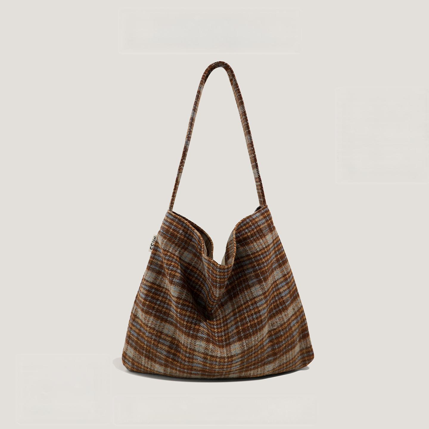Plaid Woolen Tote Bag
