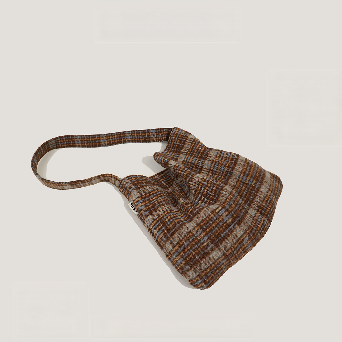 Plaid Woolen Tote Bag