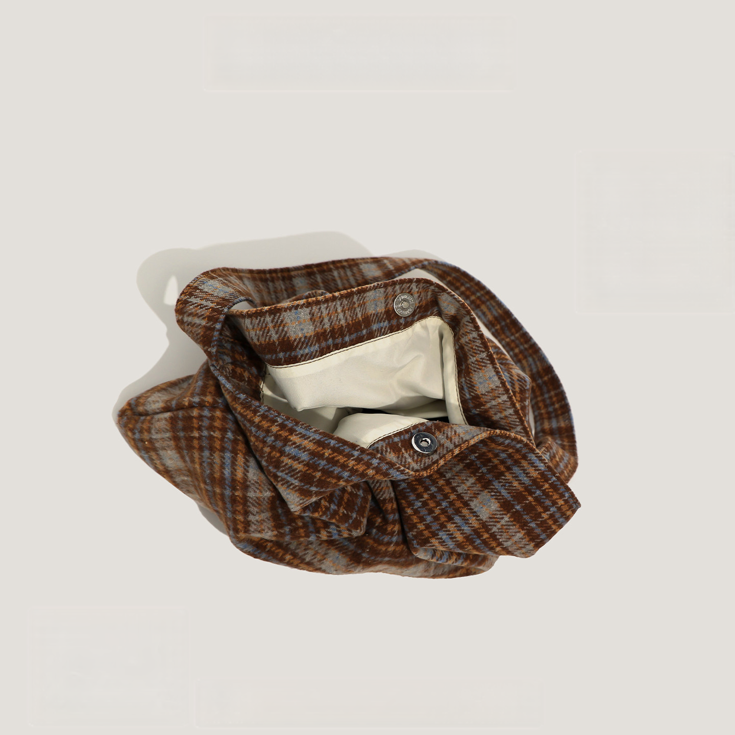 Plaid Woolen Tote Bag