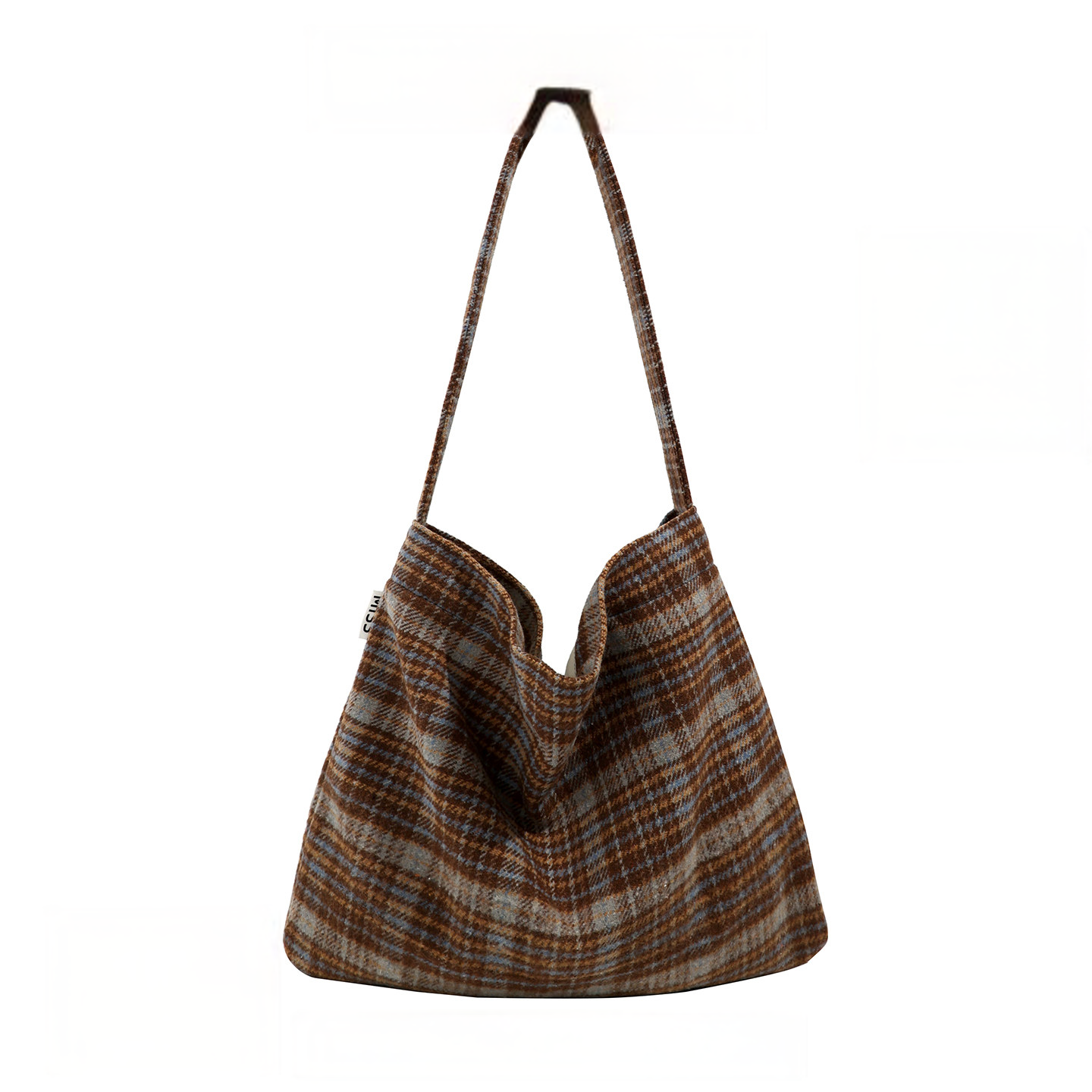 Plaid Woolen Tote Bag