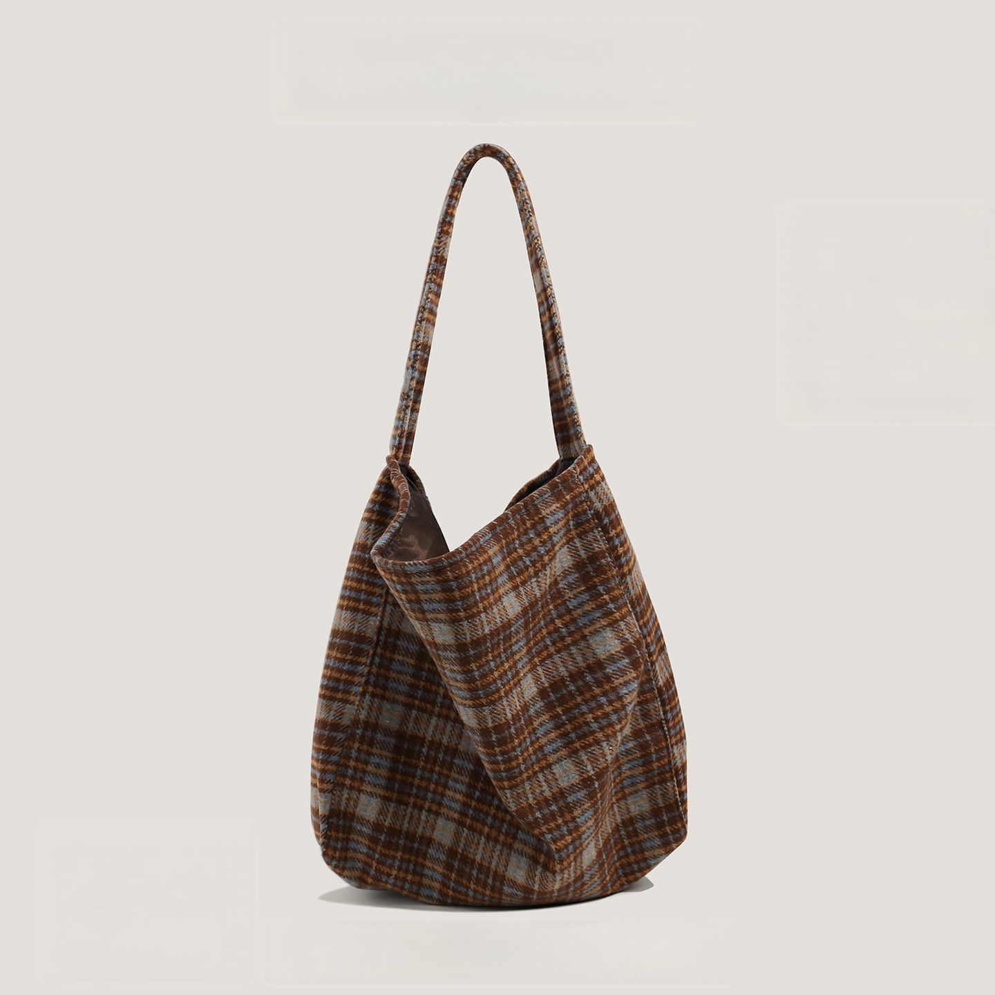 Plaid Woolen Tote Bag