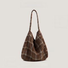 Plaid Woolen Tote Bag
