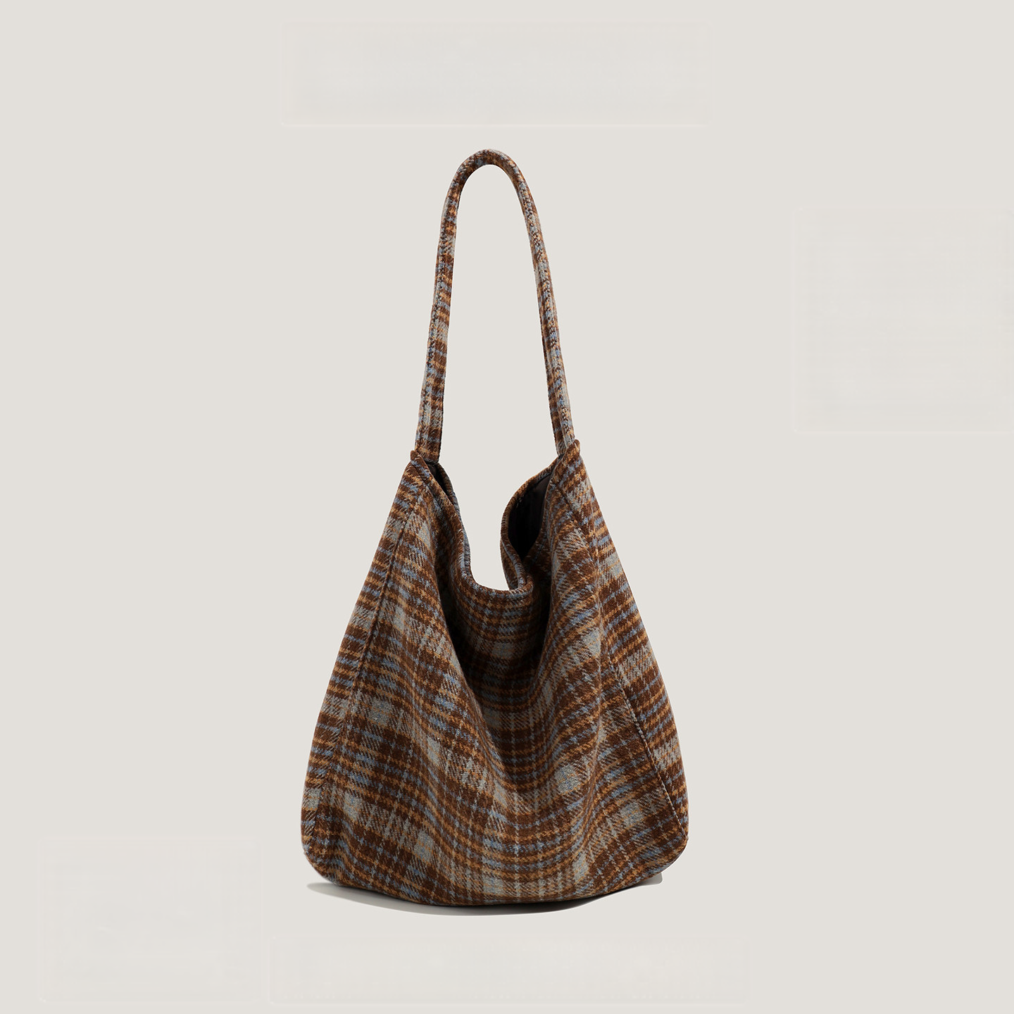 Plaid Woolen Tote Bag