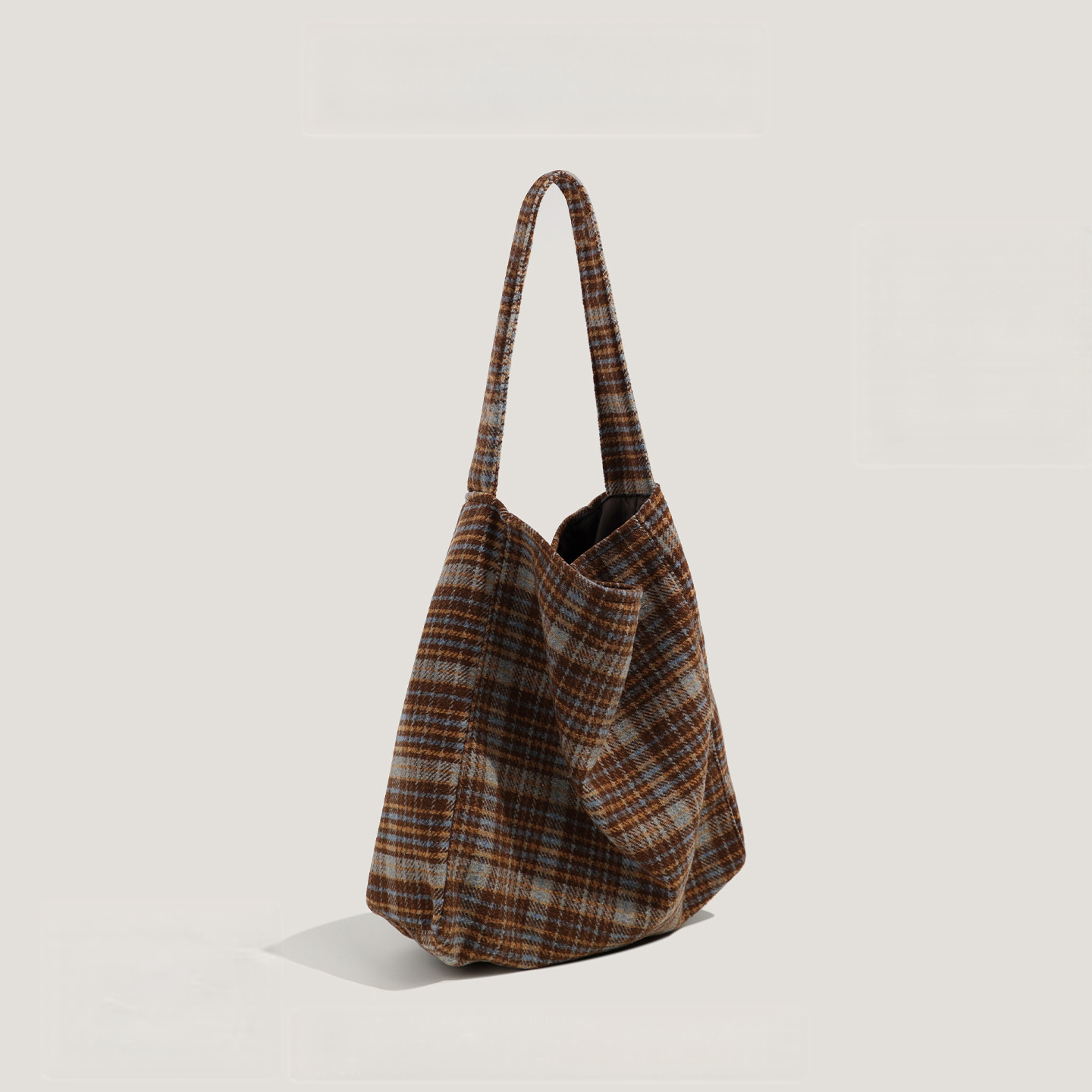 Plaid Woolen Tote Bag