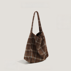 Plaid Woolen Tote Bag