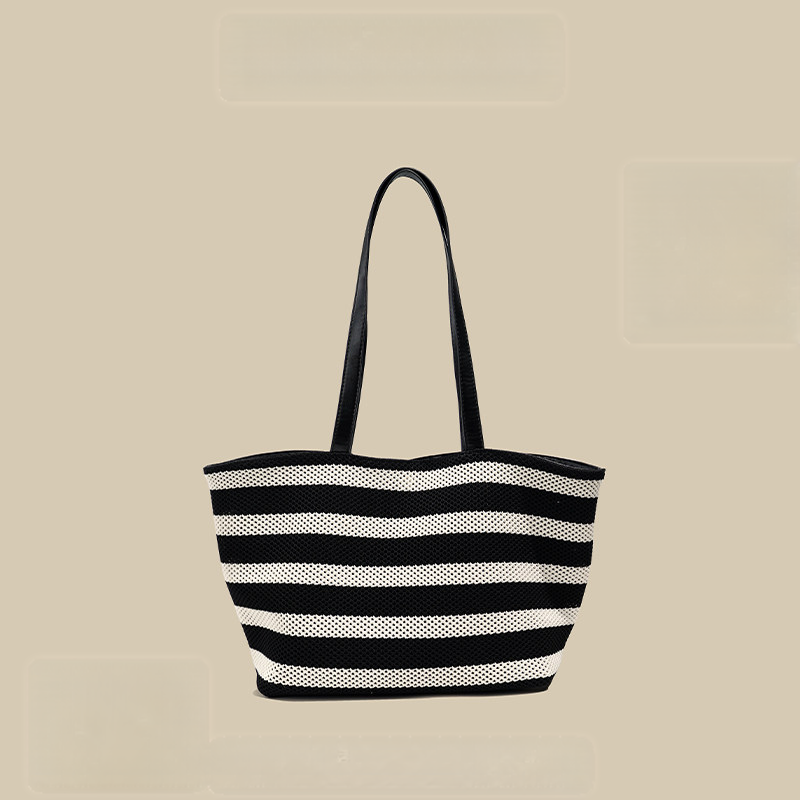 Large Capacity Striped Hollow Versatile Tote Bag