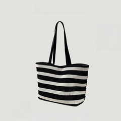 Large Capacity Striped Hollow Versatile Tote Bag
