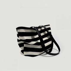 Large Capacity Striped Hollow Versatile Tote Bag