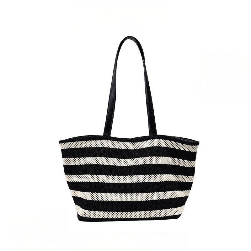 Large Capacity Striped Hollow Versatile Tote Bag