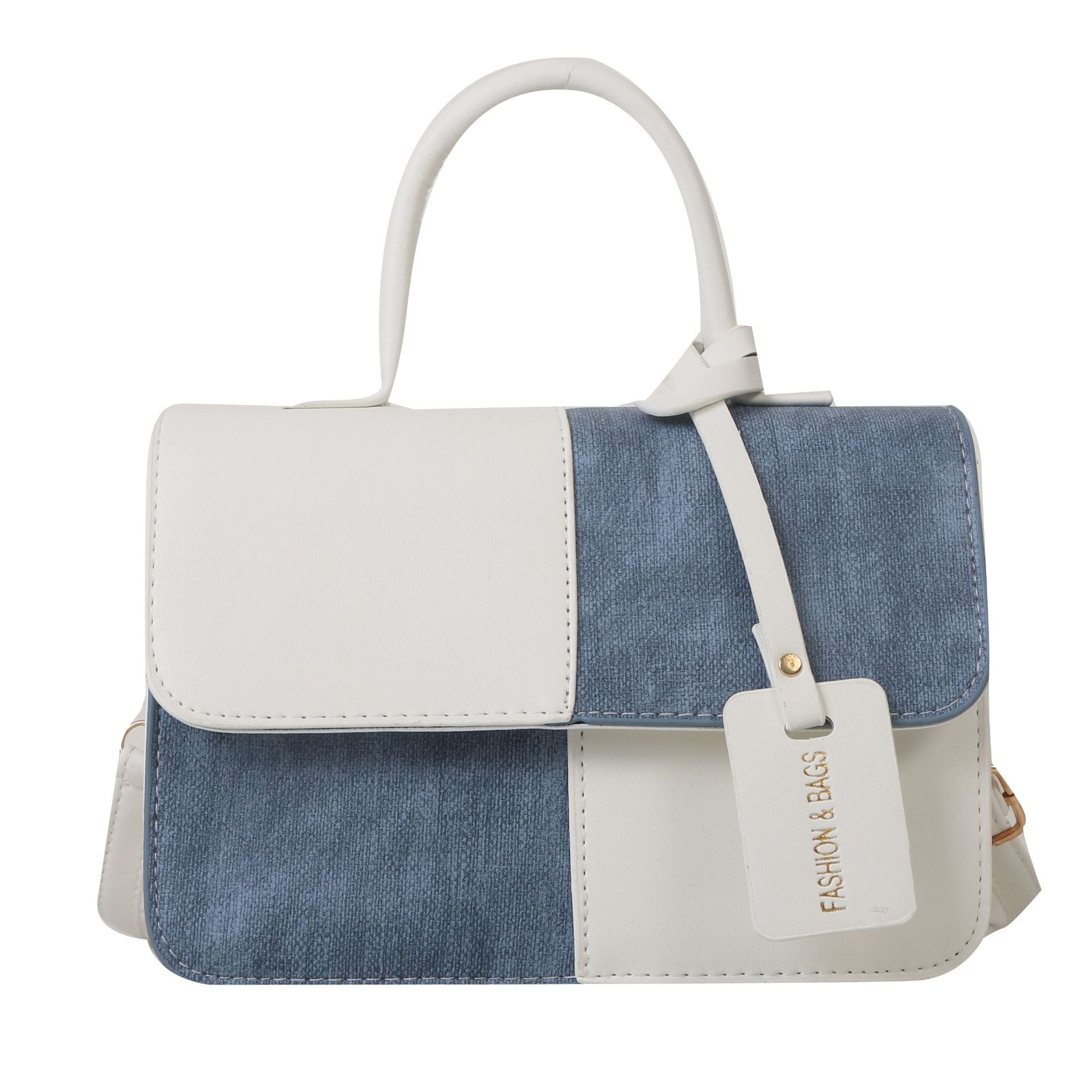 Niche style design patchworkcontrast color small square bag