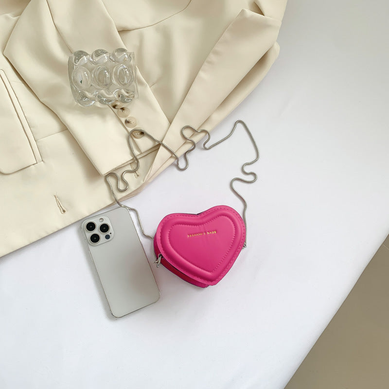 Personalized mini heart metal chain bag - european & america