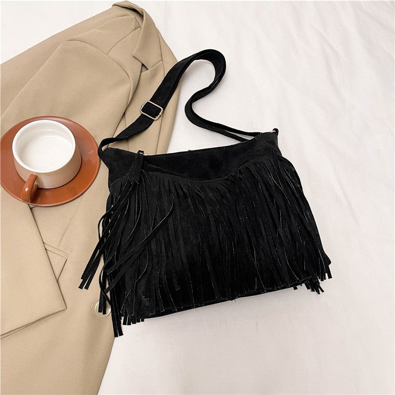 Brown frosted design bag 2024 autumn new women's bag bohemia