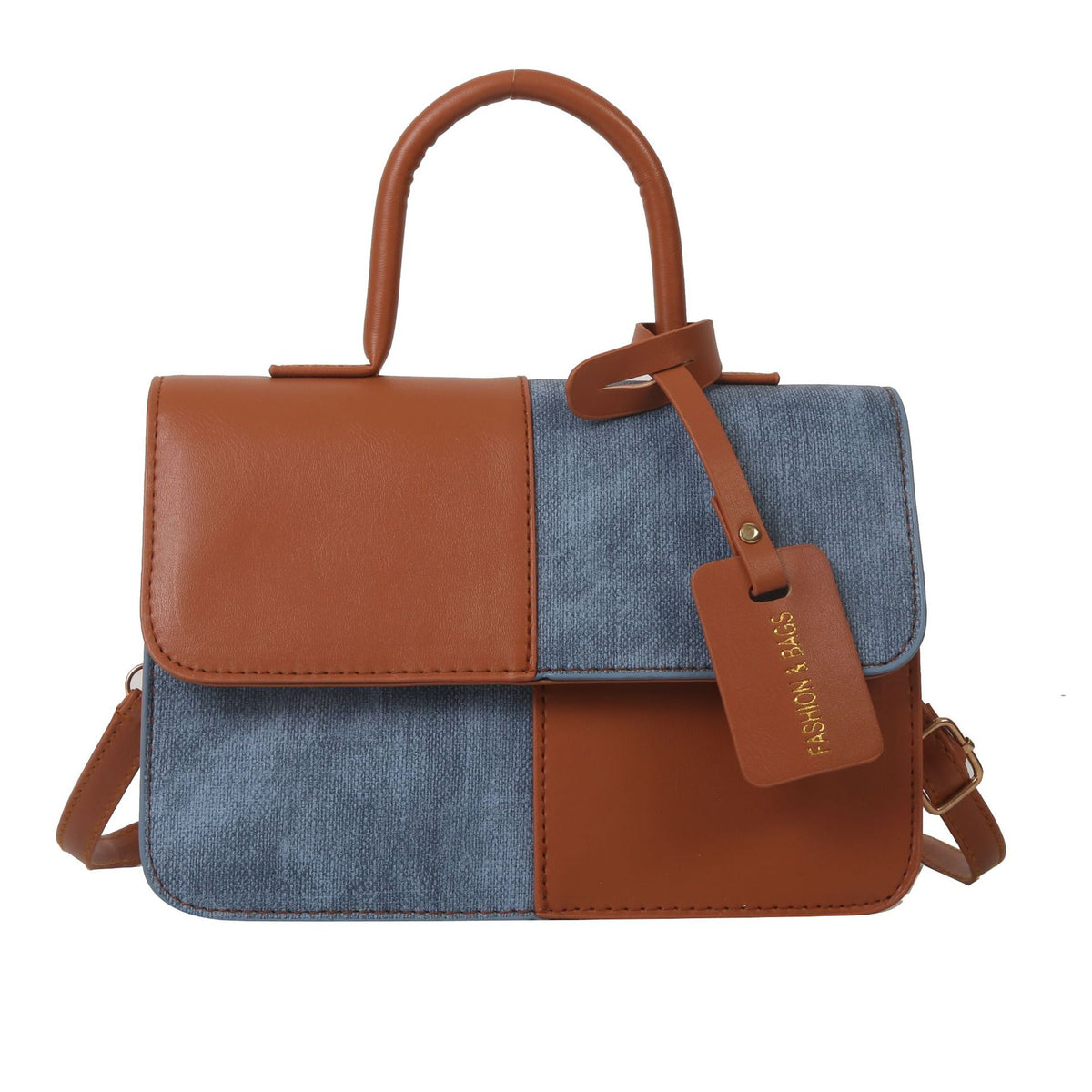 Niche style design patchworkcontrast color small square bag