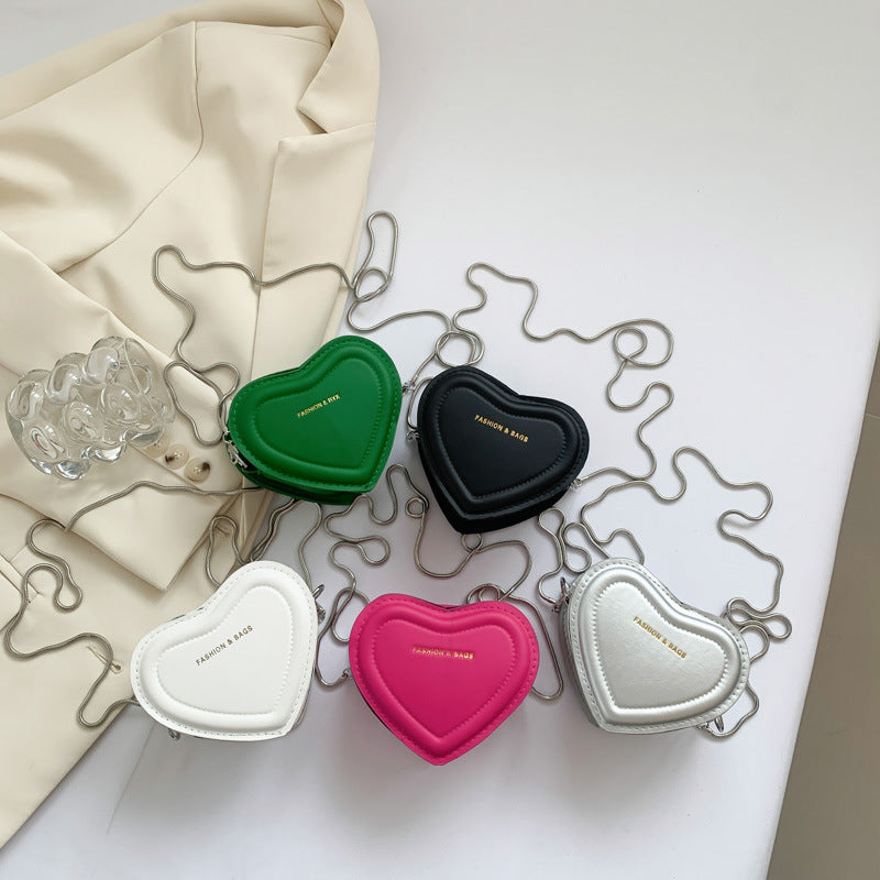 Personalized mini heart metal chain bag - european & america