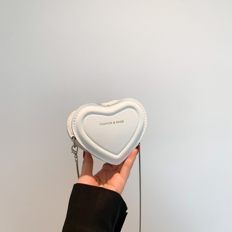 Personalized mini heart metal chain bag - european & america