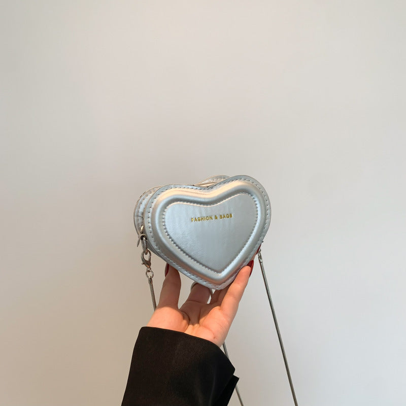 Personalized mini heart metal chain bag - european & america