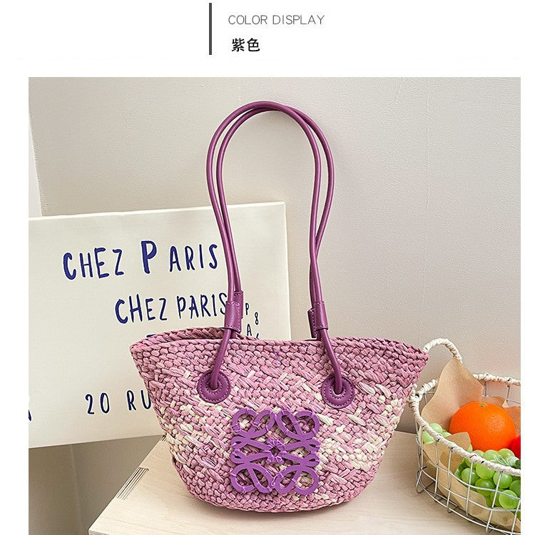 Luo jia straw woven bag, handmade woven bag, vintage