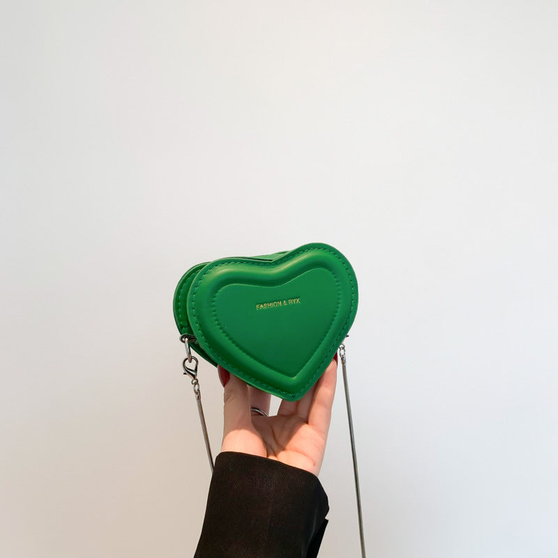 Personalized mini heart metal chain bag - european & america