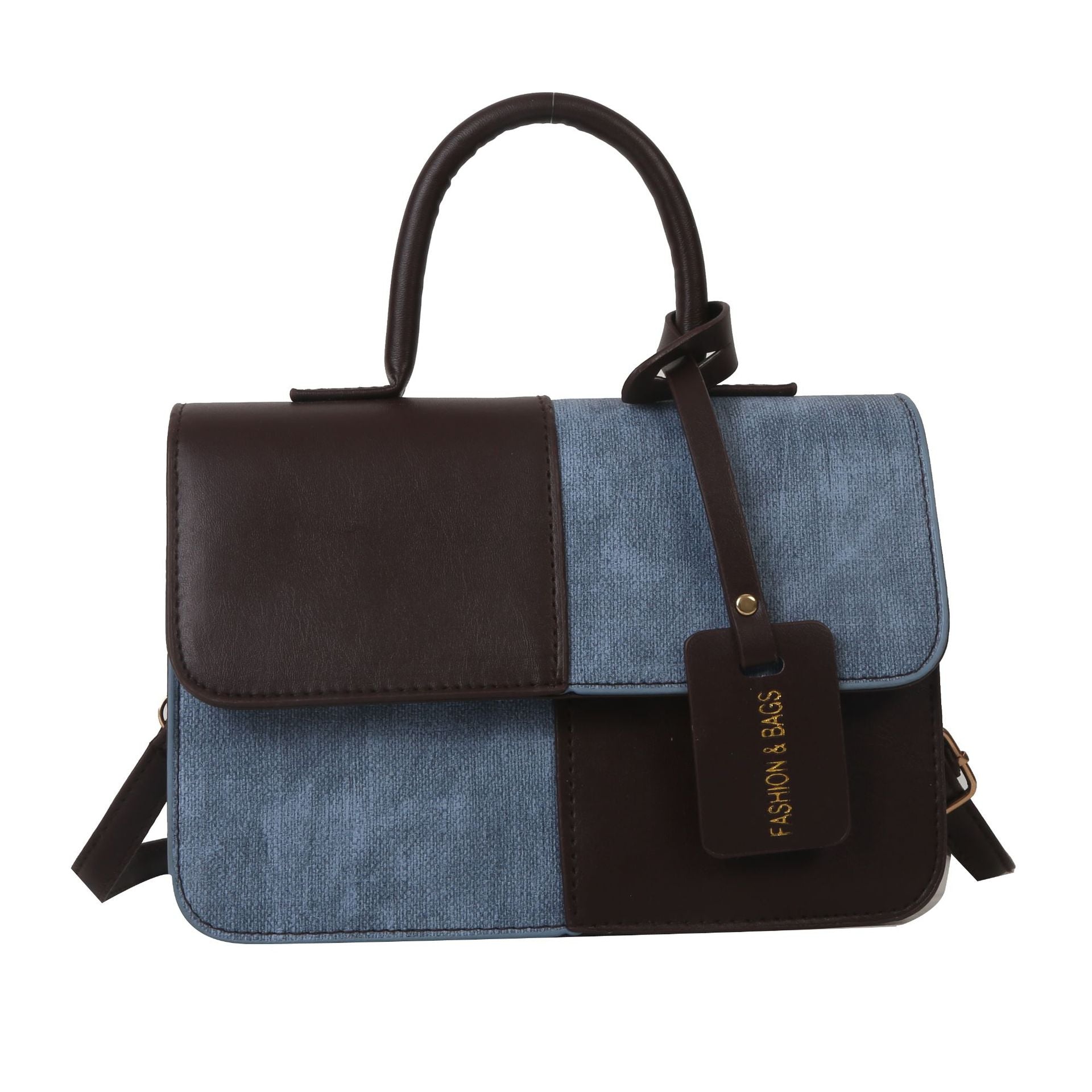 Niche style design patchworkcontrast color small square bag