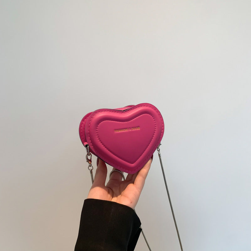 Personalized mini heart metal chain bag - european & america