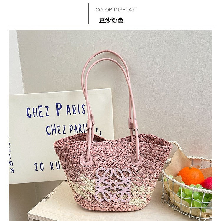 Luo jia straw woven bag, handmade woven bag, vintage
