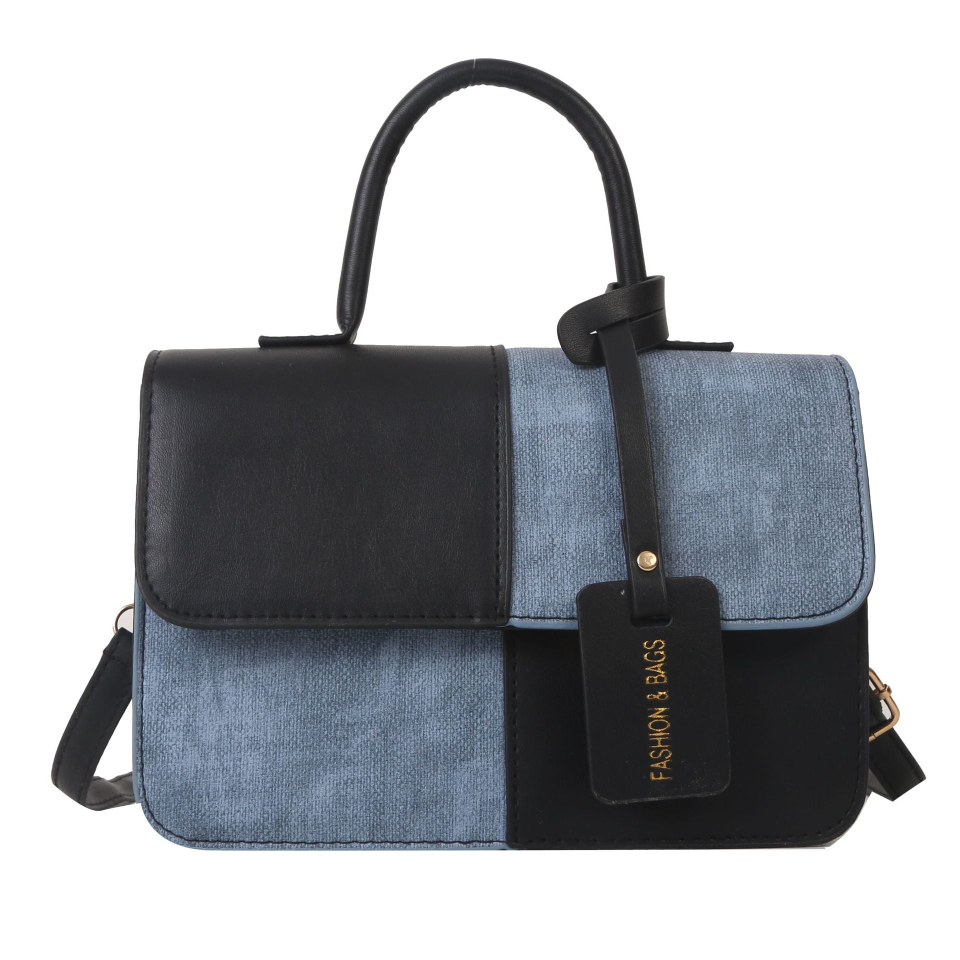 Niche style design patchworkcontrast color small square bag