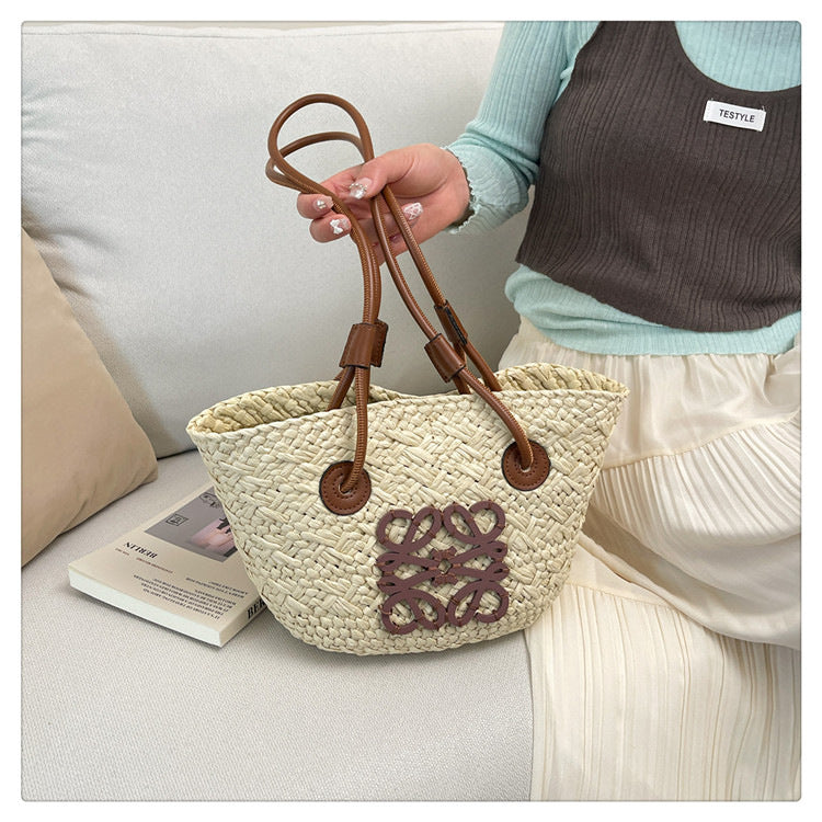 Luo jia straw woven bag, handmade woven bag, vintage
