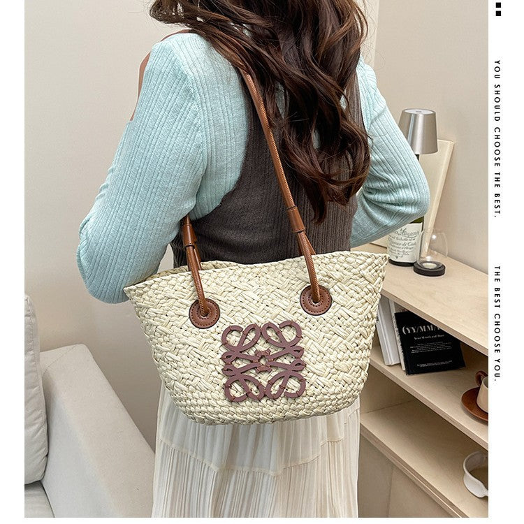 Luo jia straw woven bag, handmade woven bag, vintage